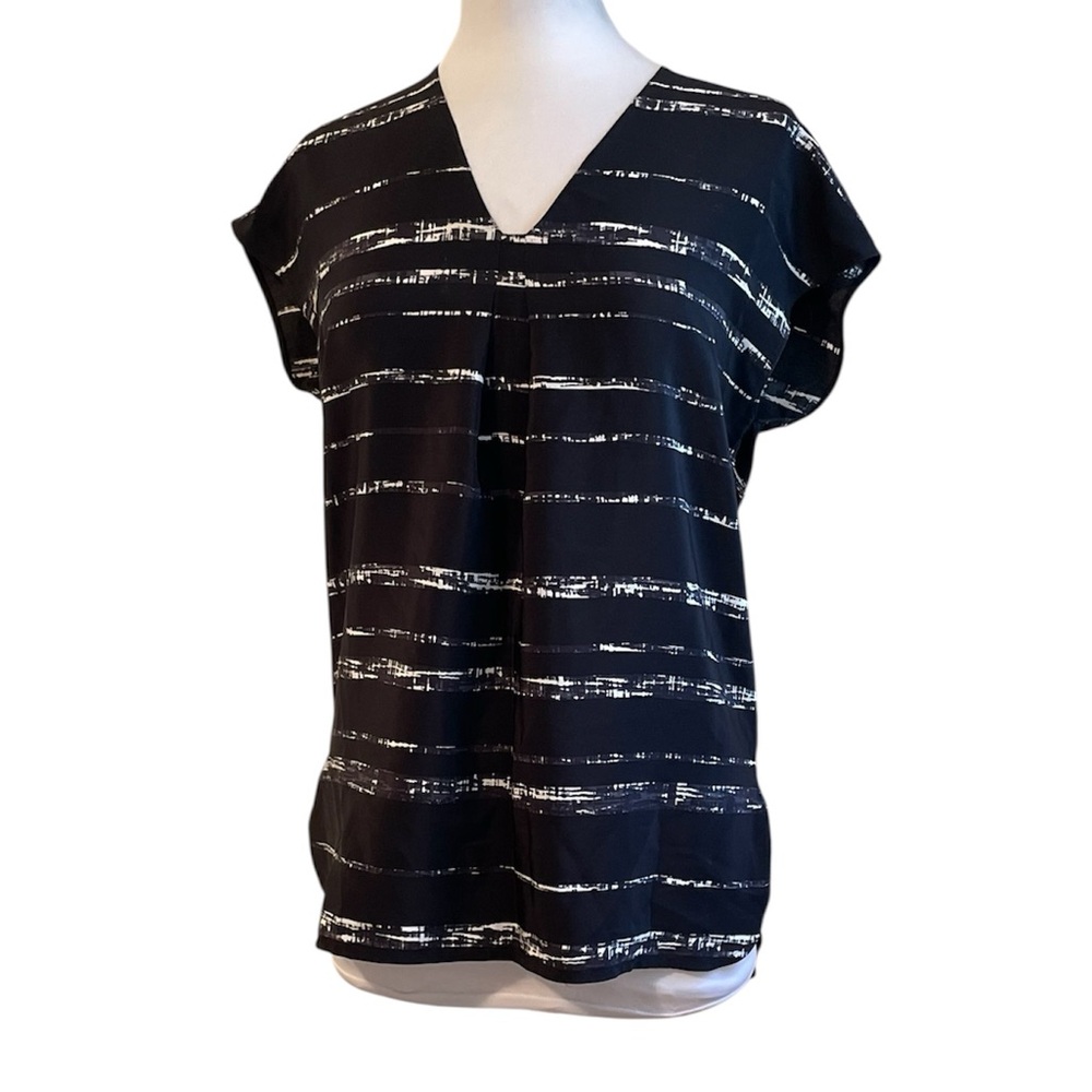 Vince Silk Black Shadow Striped Sleeveless V-Neck Top XS